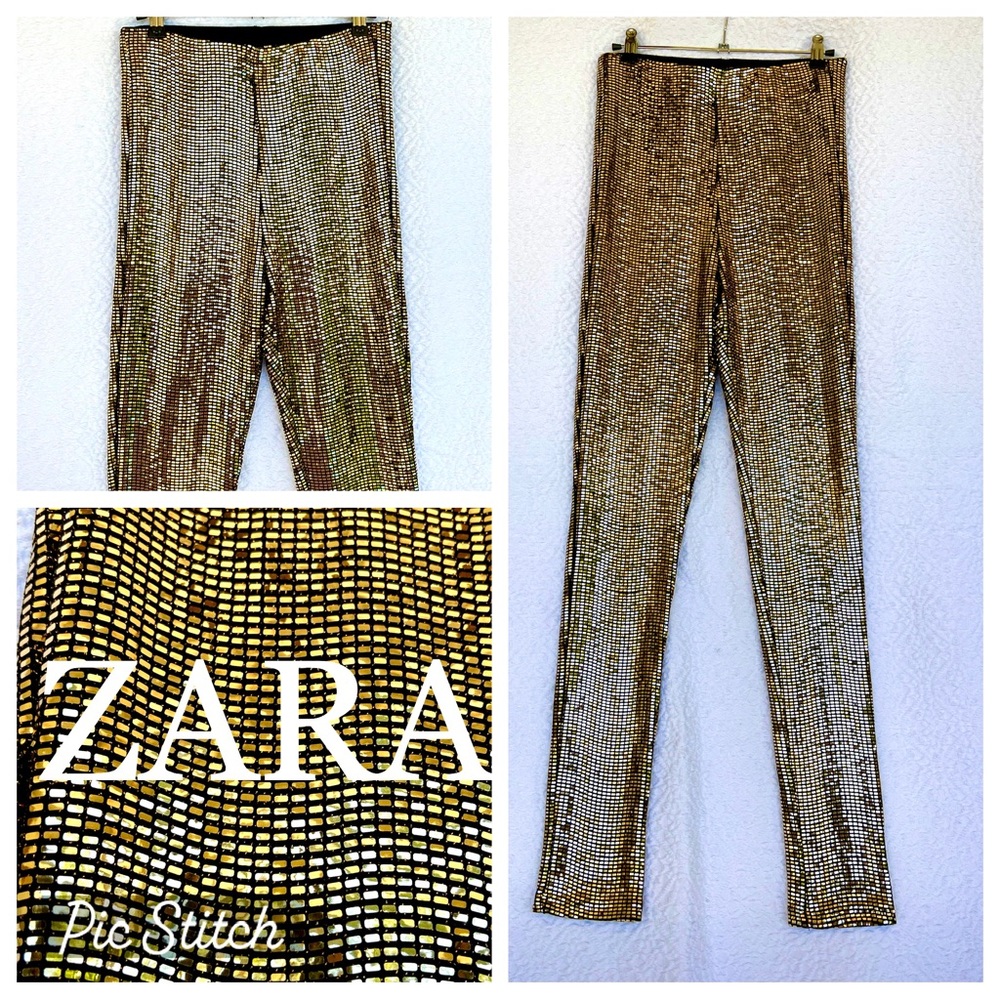 ZARA Liquid Gold leggings size M